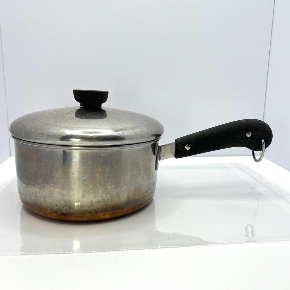 Revere Ware Saucepan 2.5 qt Copper Bottom Vintage with Lid Made in USA 2363973
